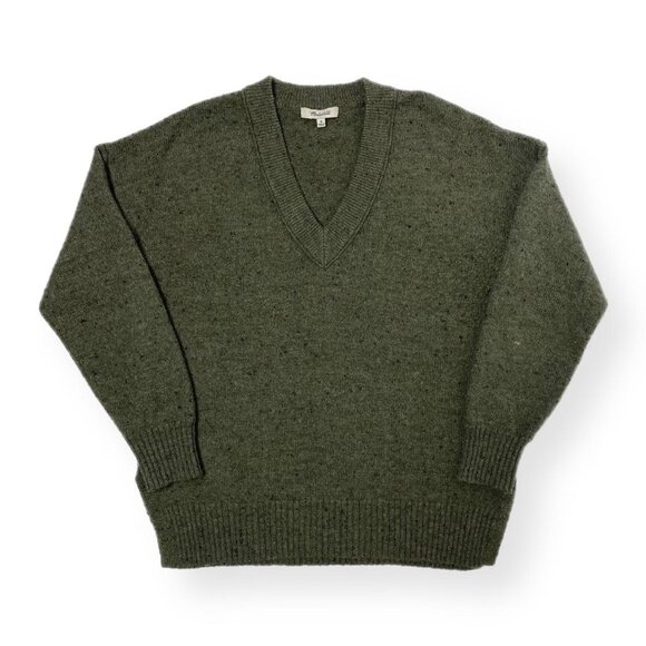 Madewell Green Sweater V Neck Wool Blend L - Picture 1 of 5